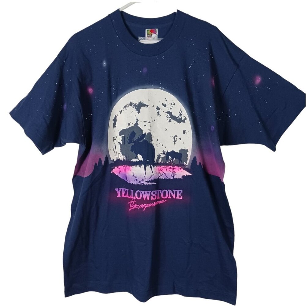90s Vintage Yellowstone Moose All Over Print T-Shirt XL NEW